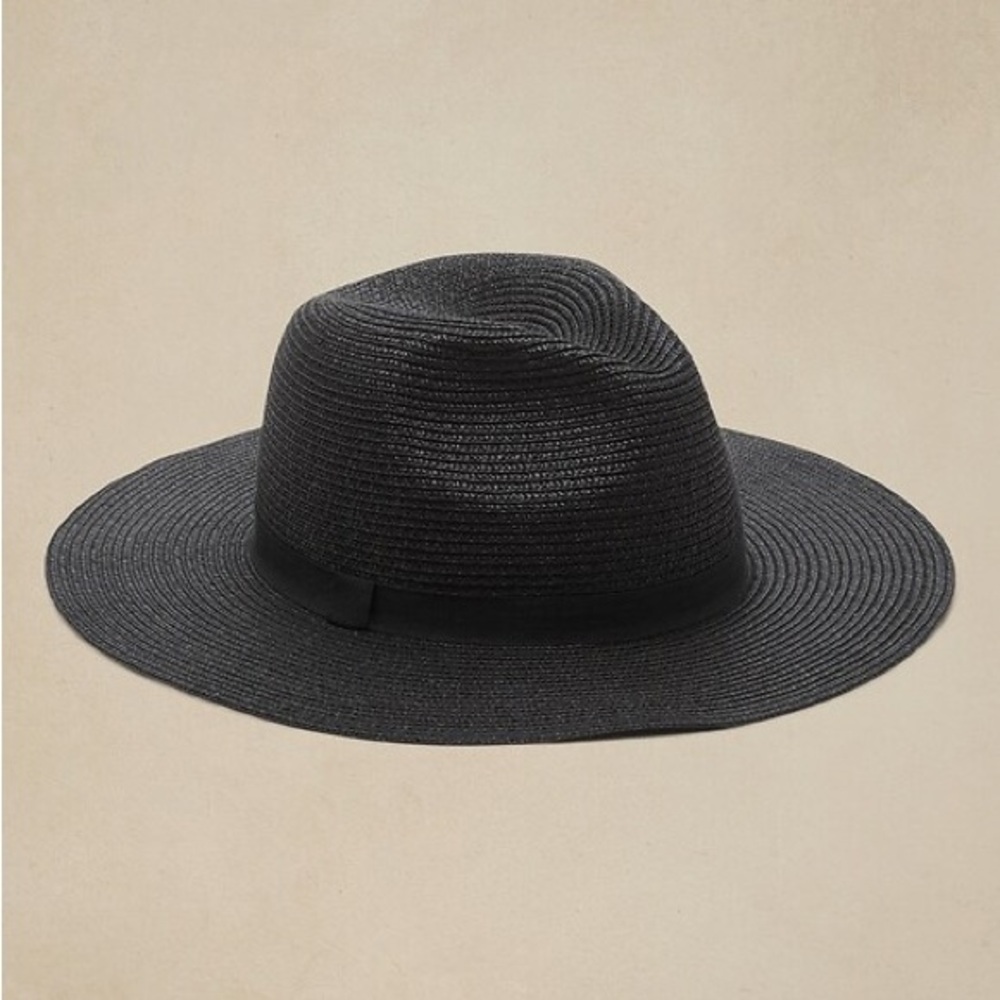 Banana Republic Factory Black Wide-Brim Straw Fedora